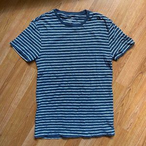J.Crew Navy and White Striped Short Sleeve Shirt